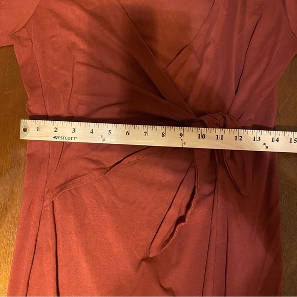 Synergy Organic Clothing Wrap Rust Cotton V Neck Dress Large - Picture 8 of 8